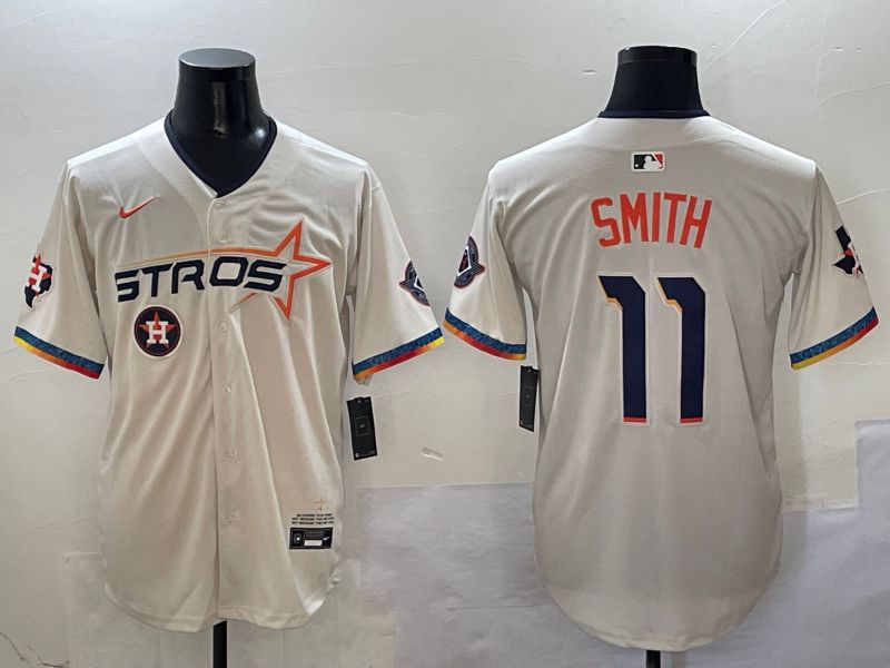 Men Houston Astros #11 Smith Cream Fourth generation Joint Name 2025 Nike MLB Jersey style 4157